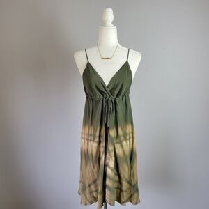 GYPSY 05 // olive & tan silk tie dye adjustable strap mini dress